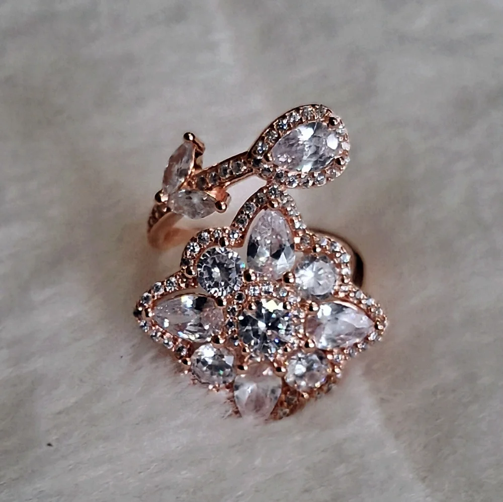Rose Gold Over 925 SS Tripple A CZ's Ring Size 7